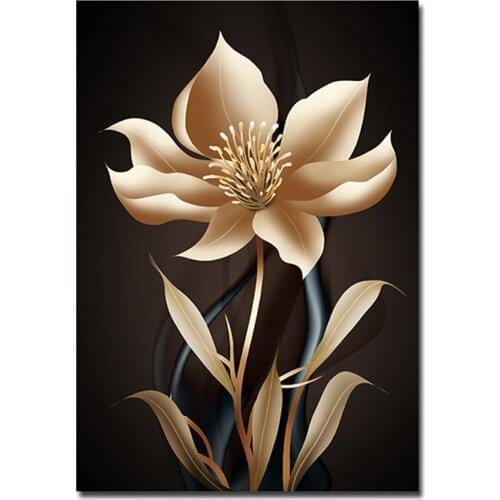 5D Diamond Painting Cross Stitch Full Diamond Mosaic Abstract Black Golden Flower Pattern Home Decoration DIY Handmade FH606