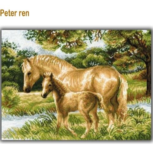 Peter ren Diamond embroidery Diy diamond painting golden horses cross stitch kits square drill mosaic rhinestone full paintings