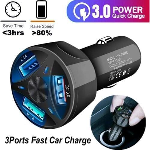USB Car Charger PD Quick Charge 3.0 Mobile Phone Charger QC3.0 Fast Charging 3 Port USB Charger For iPhone Samsung Xiaomi Huawei