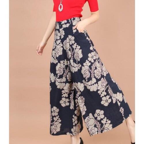 New summer Womens Casual Long Wide Leg Pants Skirt Pants Harem Pants Loose High Elastic Waist Trousers