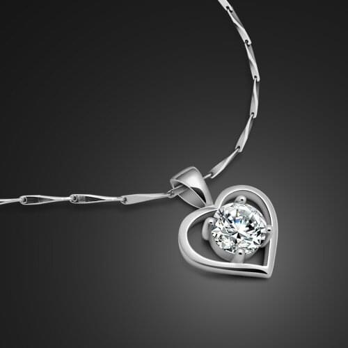 New Classic Heart Pendant Necklace Women 100% 925 Sterling Silver Iced Out Bling Zircon 5A Chain Choker Gift Fine Jewelry
