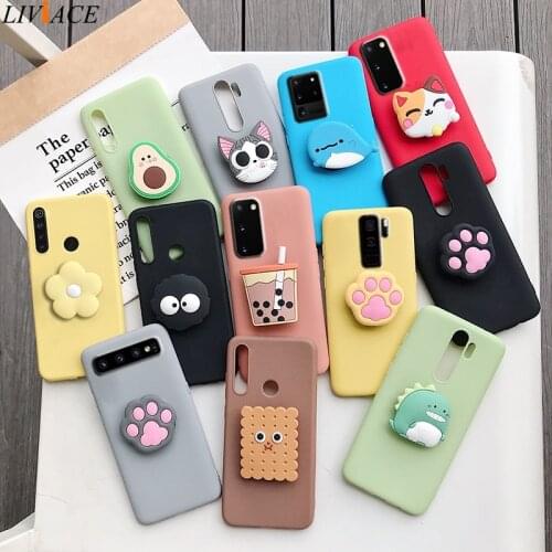 3D silicone cartoon phone holder case for samsung galaxy s20 s20 plus ultra Fe s10 5g s10e lite s9 s8 plus s7 edge stand cover