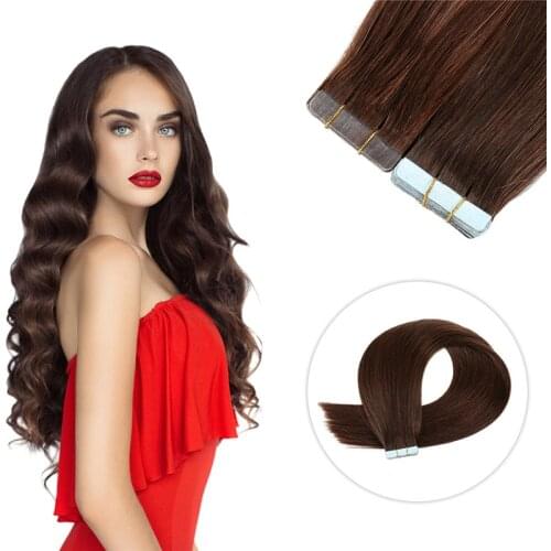Human Hair Extensions Real Human Hair 20P/40P Remy Straight Double Sided Tape Hair
