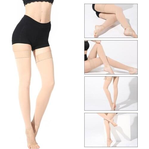 Unisex Knee-High Compression Stockings Opaque Treatment Swelling Varicose Veins Edema Open Toe Stockings