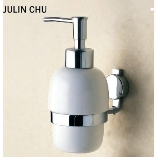 Liquid Soap Dispenser Chrome Wall Mounted Brass Hand Wash Bathroom Shower Shampoo Soap Detergent Dispenser Holder Ceramic Bottle