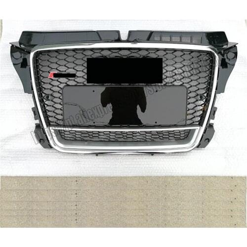 For Audi A3 S3 8V 2008 2009 2010 2011 2012 Front Grill Honeycomb RS3 Style Gloss Silver Black