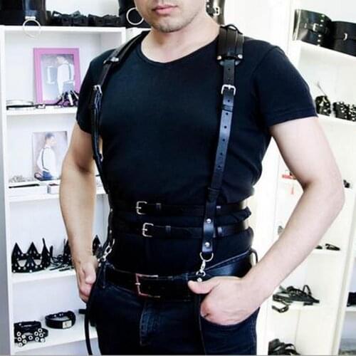 Boutique Erotic Leather Harness Punk Belts For Men Lingerie Clubwear Fetish Body Bondage Custome Cage Bdsm Sexy Chest GarterBelt
