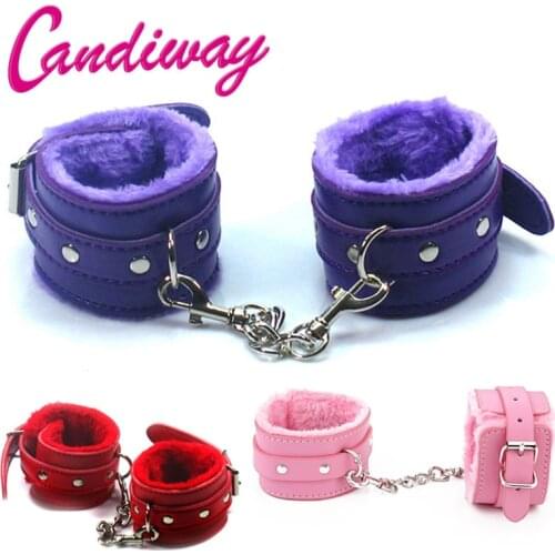 Flirt Toy Handcuffs Leather Furry Comfortable Restraints soft Bondage Tools Flirting Tool for Beginners sex Toys For Couple