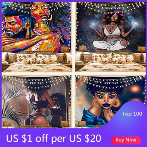 African woman Background wall tapestry Decor Psychedelic Tapestry Wall Hanging Indian Mandala Tapestry Hippie Chakra Tapestries