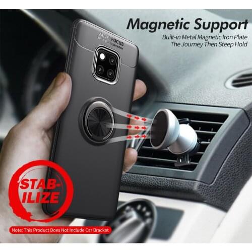 HereCase for 360 Rotating metal Magnetic Silicone Ring Case For Huawei Mate 20 Lite magnet holder TPU Cover for mate 20 pro