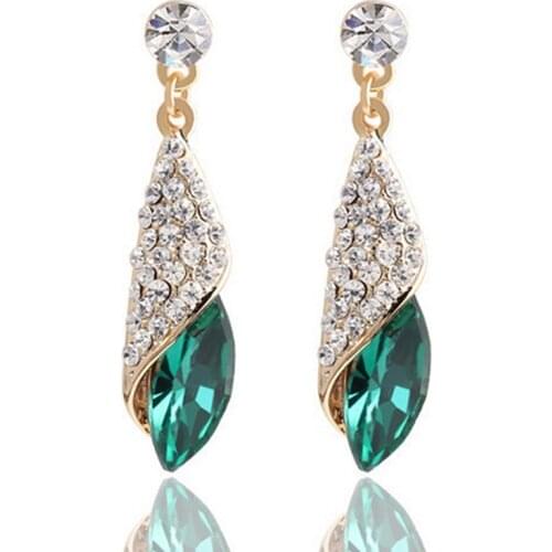 Crystal Earrings Gold Color Jewelry Fashion Female For Women Rhinestone Water Drop Elegant Jewelry Earring