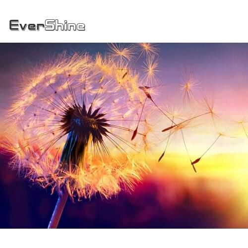 EverShine Full Drill Square Diamond Painting Dandelion Diamond Embroidery Scenic Sunset Picture Of Rhinestones Home Decor