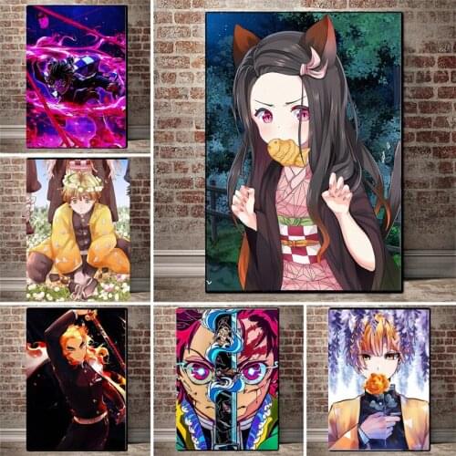 Kimetsu No Yaiba Demon Slayer Printing Canvas Anime Poster Decorative Wall Picture Prints Modern Home Decoration Cuadros