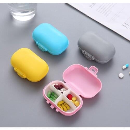Mini 4 Grids Medicine Tablet Week Pill Case Container Organizer Health Care Drug Travel Divider Portable Plastic Pill Case Box