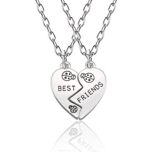 Trendy Best Friends Forever Necklace BFF Necklaces For Women Broken Love Heart Pendant Beetle Necklaces&Pendants For 2