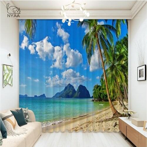 Sea Wave Blue Sky Hawaii Scenery Shell Starfish Curtain Curtains To The Living Room Design Bedroom Curtains Ready Micro Shading