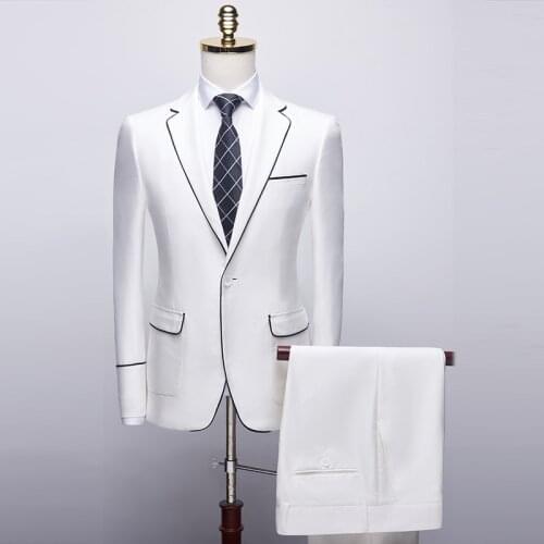 Marriage Slim Fit Suit Men Boutique Fashion Casual Costume Homme 2 Pcs Wedding Suits Blazer Pants Terno Masculino Annual Meeting