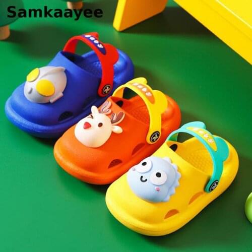 Children Shoes Baby Clogs Mules Children Sandals Kids Shoes Girl Slippers 0-6y Toddler Boys Cartoon Deer Non-Slip Beach Flats 10