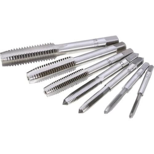 New 7pcs/set M3-M12 HSS Metric Tapper Right Hand Thread Tap Tool 0.5mm-1.75mm Pitch For Woodworking Tools