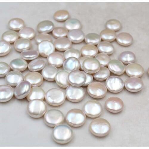 Wholesale 11-12mm Big Size Real Natural Freshwater Loose Pearls Round Button Shape No Hole, 10pcs/lot