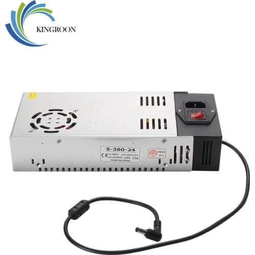 KingRoon 24V 15A Power Supply Switch Transformer AC DC Universal Regulated Electronic Driver with 3D LED Strip Light for KP3