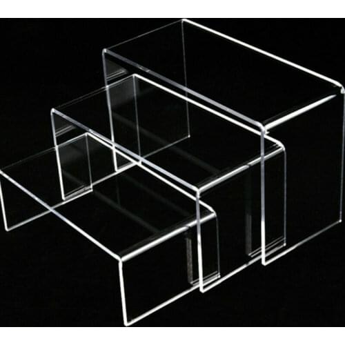 3PCS Clear Acrylic Display Risers Jewelry Display Riser Shelf Showcase Fixture Transparent Holder