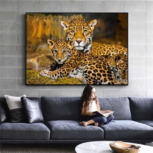 Gold Cheetah Posters And Prints Modern Animals Decorative Wall Pictures Leopard Canvas Paintings For Living Room Cuadros Decor