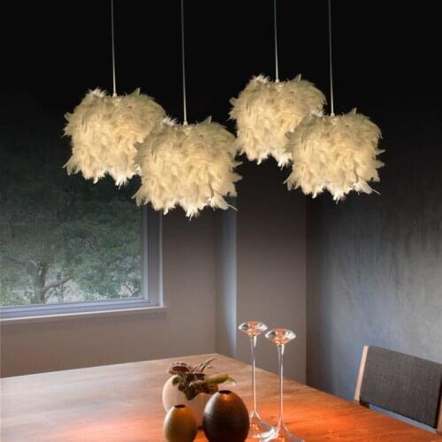 White Feather Ceiling Pendant Light Modern Romantic Chandelier for Living Bedroom Decoration Hall Lighting Fixture