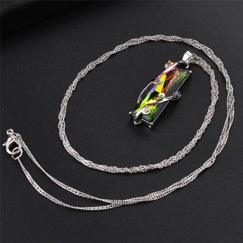 Rainbow fashion Crystal Rhinestone Charm Pendant Long Chain Necklace Bridal Jewelry Gift