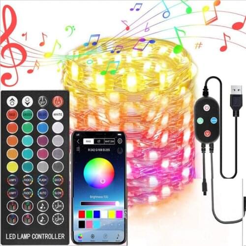 Christmas Tree Decor Bluetooth Led String Lights Merry Xmas For Home 2021 USB Smart Lamp Navidad Noel Gifts New Year Decoration