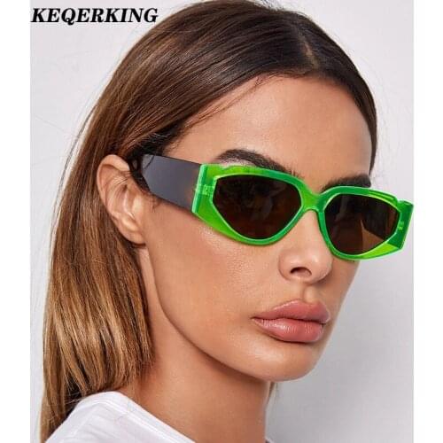 Cat Eye Sunglasses Woman 2020 Vintage Party Shades Eyewear Triangle Sun Glasses Green Blue Gafas De Sol Mujer