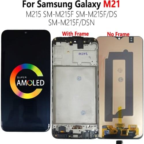 Super AMOLED M215 LCD For SAMSUNG Galaxy M21 2020 SM-M215F/DS Display With Frame LCD Screen Touch Sensor Digitizer Assembly