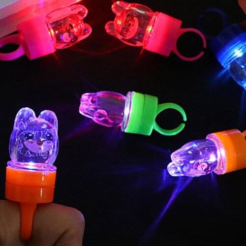 Led Finger Lights Childrens Cartoon Toys Flashing Glow Blinking Wedding Fancy Christmas Party Decoration For Ring Toy