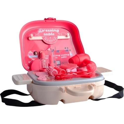 T5EC 22/18 Pcs Pretend Play Backpack Trolley Case Makeup Toys, Princess Hairdressing Simulation Plastic Toy For Girls Gift