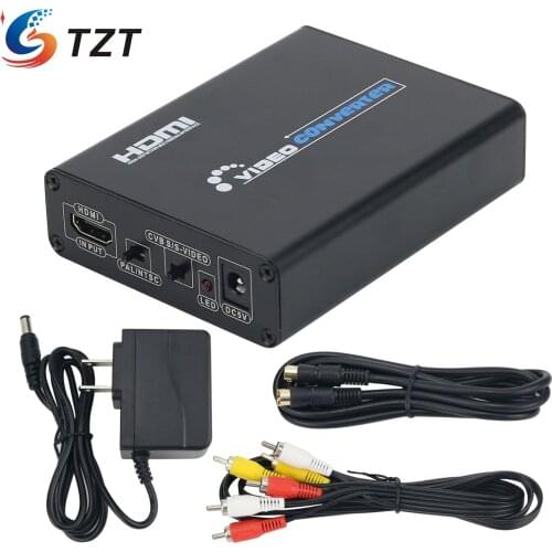 TZT NK-10 HDMI-compatible Video Converter To AV + S Video Converter Box Adapter Supports 1080P For Analog TV