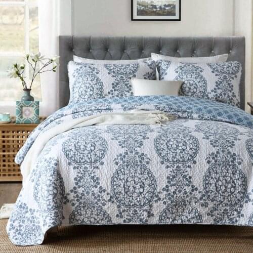 Quality Print Bedspread Quilt Set 3pc Coverlet Quilted Bedding Cotton Quilts Aircondition Bed Cover Pillowcase King Size Blanket