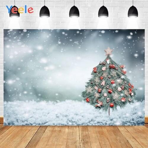 Yeele Christmas Tree Light Bokeh Backgrounds For Photography Winter Snowman Gift Baby Newborn Portrait Photo Backdrop Photocall