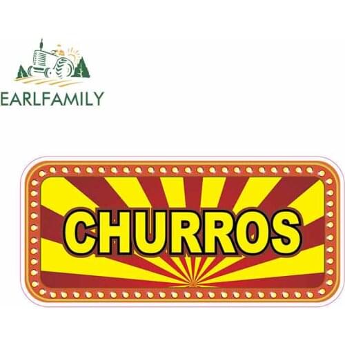 EARLFAMILY 13cm x 6.2cm for Churros Concession Restaurant Food Funny Car Stickers Vinyl Sunscreen RV VAN Decal JDM Accessories