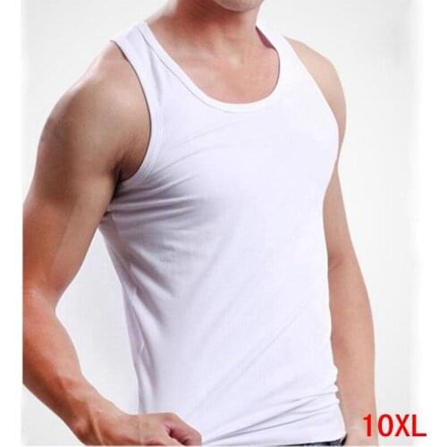 Large size mens vest large stretch sports plus size 6XL 7XL 8XL 9XL 10XL summer sleeveless round neck loose blue black top