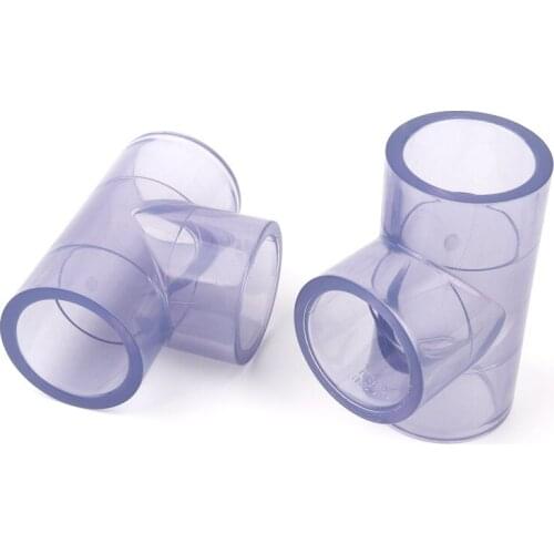 1pc Inner Dia 40 50mm Transparent PVC Tee Connectors Garden Irrigation Fittings Aquarium Fish Tank DIY Tools Equal Pipe Joints