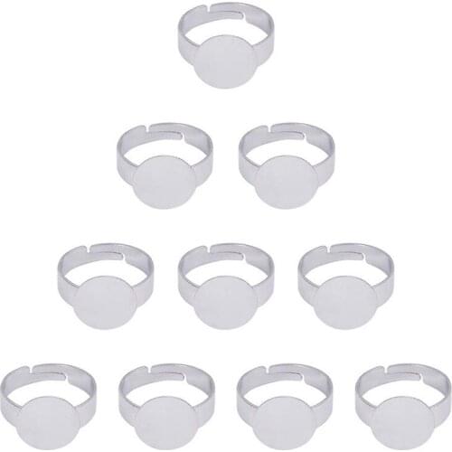 100pcs 18mm Platinum Adjustable Brass Pad Ring Bases for Fashion rings Jewelry Making , tray:12mm about 3~4.5mm wide F80