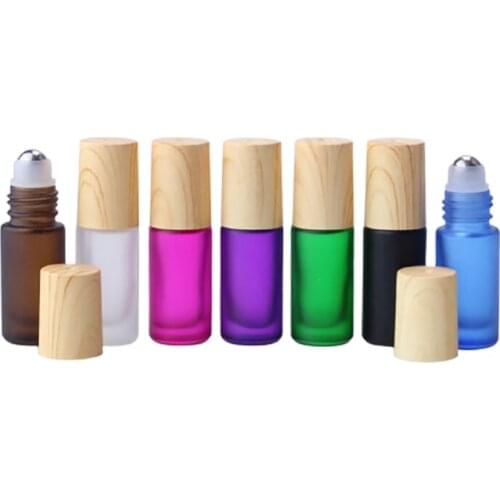2pcs 5cc Portable Frost Roller Glass Bottle Empty Fragrance Perfume Essential Oil Bottle 5ml Roll-On Bottle with lids
