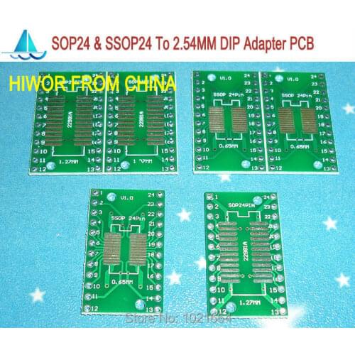 20pcs/lot 1.27MM Pitch SOP24 Pin & 0.65MM SSOP24 Pin To 2.54MM DIP24 SMD Adapter To DIP PCB Pinboard SMD Converter