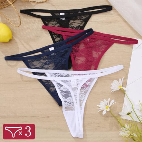 3Pcs Cotton Thongs for Women Sexy Low-Rise Female Panties Lady Fashion Solid Color G-String Girls T-Back Intimates Lingrie 2021