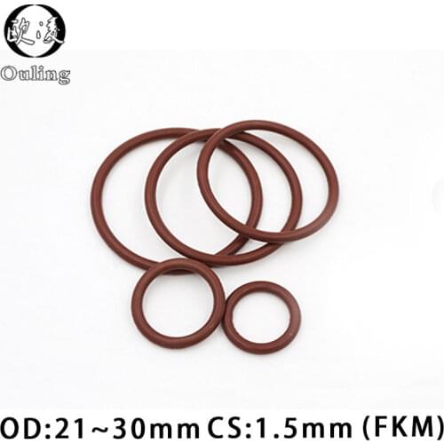 3PCS/lot Rubber Ring Brown FKM O ring Seal CS1.5mm OD21/22/23/24/25/26/27/28/29/30mm Rubber O-Ring Seal Gasket Washer