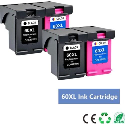 4PK Ink cartridge 60XL Compatible for hp 60 xl for hp60 F2480 F2420 F4480 F4580 F4280 D2660 D2530 D2560 PhotoSmart C4680 printer