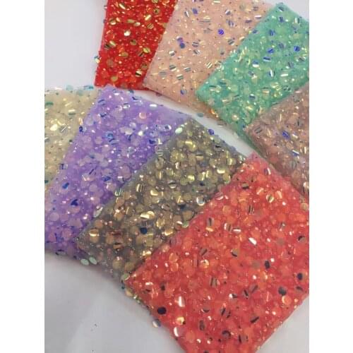 5yards/pc) Latest African French lace fabric Big sequins lace fabric with glass beads for party dress FSS366