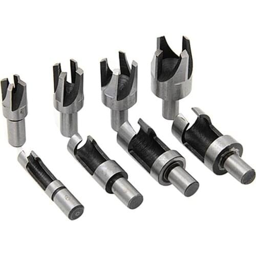 8Pcs 5/8 "1/2" 3/8 "1/4" carbon steel wood plug hole drill 10mm shank 6/10/13 set 16mm / X1E8