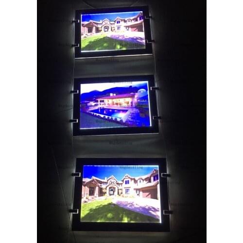 A4 magnetic open acrylic frame led lighting window displays light pocket,real estate agent window hanging display systems