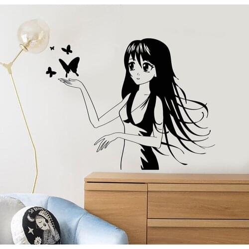 Anime Manga Butterfly Vinyl Decal Wall Stickers Home Decor Girl kids Room Art Mural Removable